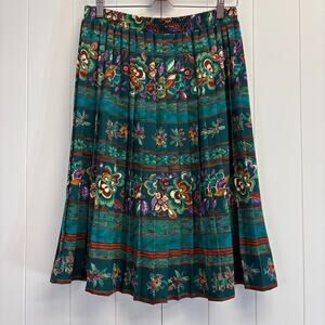 Vintage GW‎ Graff Women's Classic Floral Secretary Pleated Skirt Size 12 Artsy